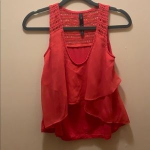 Jessica Simpson Satin Open Knit Tank Pink Size XS